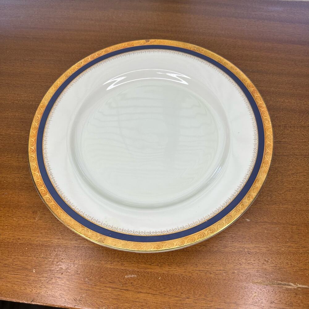Vtg Fine China Chop Plate Platter Alhambra Pattern by Ranmaru Cobalt Blue/Gold